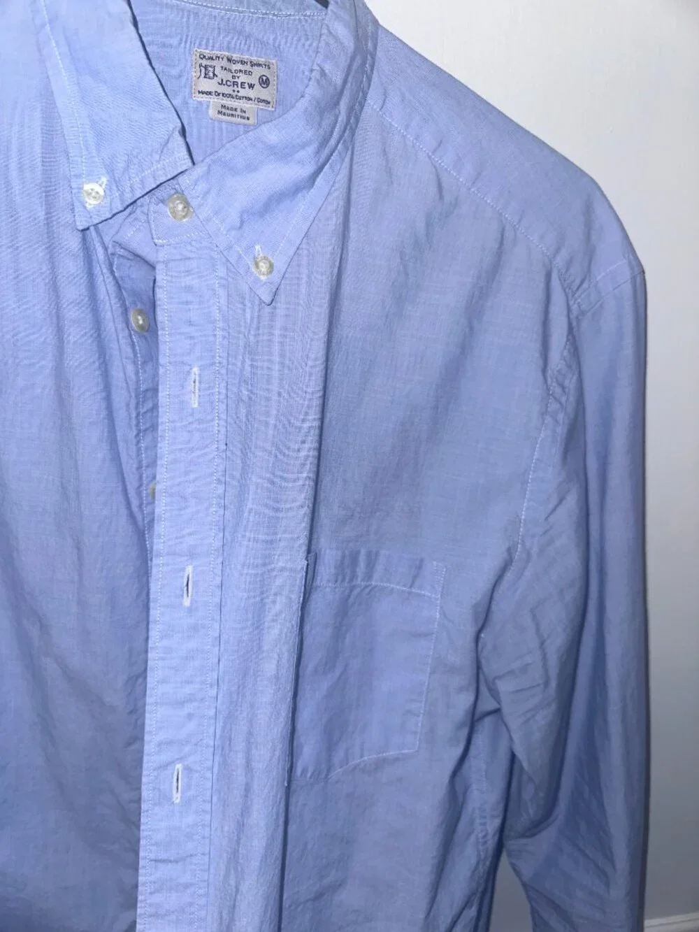 J. Crew Woven Tailored Blue Cotton Long-Sleeve Shirt Mens Medium
